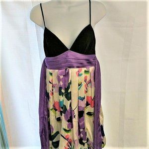 Floral Patterned Silky Short Dress